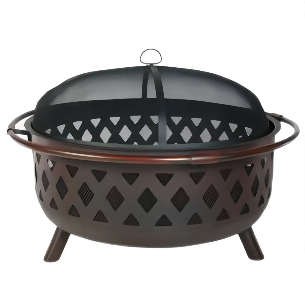 Customized Outdoor BBQ Fire Pit Grill Smoker Bowl Portable Iron Corten Steel Garden Backyard Includes Fire Pit Poker Rain Cover