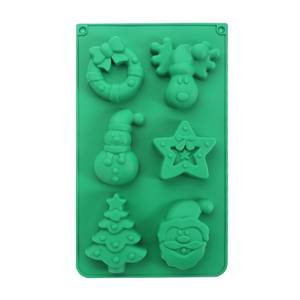 HY 6 Cavidad Silicona Navidad Molde Forma de árbol Muñeco de nieve Bandeja <span class=keywords><strong>para</strong></span> hornear <span class=keywords><strong>para</strong></span> pastel de chocolate Jabón - Product Image 1