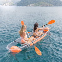 Kayak double transparent Solenne pour 2 personnes avec pagaies, coque durable à fond transparent, idéal pour la location en hôtel, les excursions de plongée et les excursions de plage.