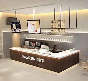 Comptoir de bar d'angle B056, bureau de réception multi-usages, tiroirs de rangement, lumières LED, emplacement pour logo, pour salle de sport, hôtel, école, luxe moderne - Product Image 4