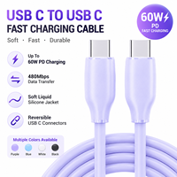 Kabel Data USB C 60W PD Pengisian Cepat Kabel Silikon Lembut Dengan Berbagai Pilihan Panjang untuk Penggunaan Ponsel Tablet Laptop