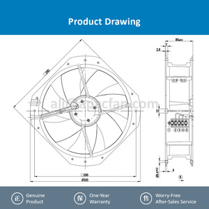 ebmpapst W1G250-HH37-52 24VDC 250mm 2750RPM 105W 5.0A 140Pa Ball Bearing Cabinet Chassis IP42 Electric OEM/ODM Axial Cooling <b>Fan</b> - Product Image 4