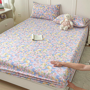 Parure de lit 3 pièces en polyester <span class=keywords><strong>imprimé</strong></span> floral sur mesure, <span class=keywords><strong>drap</strong></span>-<span class=keywords><strong>housse</strong></span> respirant anti-poussière à poches profondes pour la maison - Product Image 1