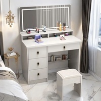 Coiffeuse moderne simple en bois avec grand miroir, design multifonctionnel et démontable pour chambre à coucher et petit appartement