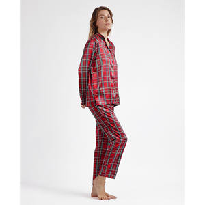 ADMAS CLASSIC, pijama abierto de manga larga, transpirable, moda escocesa para mujer con logotipo personalizado, cierre de cintura elástica para el hogar - Product Image 2