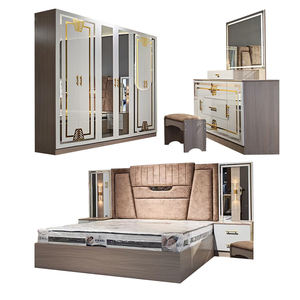 <span class=keywords><strong>Ensemble</strong></span> de <span class=keywords><strong>Chambre</strong></span> <span class=keywords><strong>Adulte</strong></span> Complet Style Turc Luxe Supérieur, Grand Lit Double avec Cadre en Bois, Mobilier de <span class=keywords><strong>Chambre</strong></span> Moderne pour la Maison - Product Image 1