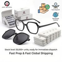 Nouveauté, lunettes en acétate faites à la main, montures carrées, monture optique, clip magnétique pour lunettes de soleil, femme
