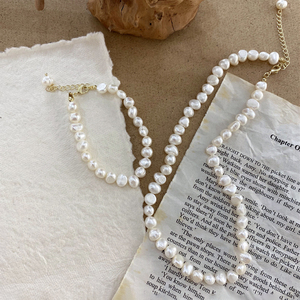 レディース トレンディ チョーカー ネックレス ファッション ジュエリー 母の日 ギフト シンプル 不規則 天然 淡水パール ネックレス ゴールドメッキ - Product Image 3