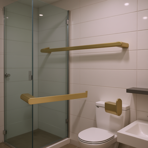 Bathroom <b>Hardware</b> Set 5 Piece Brass Wall Mounted Minimalist Design Linear Shape Brushed Finish - Product Image 2