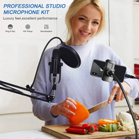 YARMEE USB Studio Condenser Mic Kit Support de bras pliant pour PC Streaming & Enregistrement Gaming Teaching
