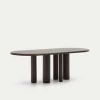 Table à manger ovale longue en chêne massif, table de salle à manger pour hôtel ou villa, design moderne minimaliste avec 6 chaises