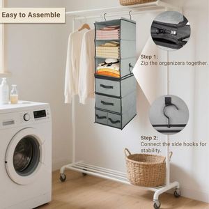 <b>6</b>-layer Non Woven Saving Foldable <b>Drawers</b> Collapsible Shelves Hanging Closet Organizer for Wardrobe Sweater Cloth Handbag Floor - Product Image 6
