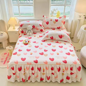 3pcs Printed Comforter Set Soft Washed Cotton Eco-Friendly <b>Bed</b> Skirt Wedding Full Twin Queen King Size <b>Bed</b> Sheet Mattress <b>Cover</b> - Product Image 6