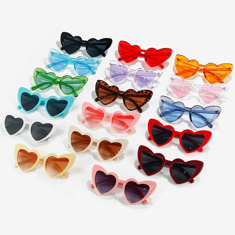 2022 Love Love&Roses Hearts PC Frames Vintage Women Pink Babe Bride lentes de sol Heart Shaped Shade Candy Colorful Sunglasses