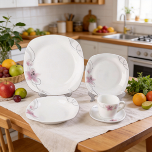 Juego de Platos de Vidrio Opal <span class=keywords><strong>Resistente</strong></span> al Calor y Ecológico, <span class=keywords><strong>Vajilla</strong></span> - Product Image 4