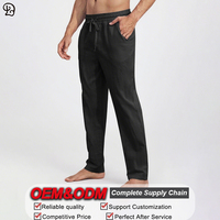 Pantalon long décontracté pour homme en coton et lin, respirant, ample, léger, avec cordon de serrage, pour le sommeil, la détente, le yoga, la plage, l'été