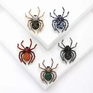 New Trendy Multicolour Spider Rhinestone Animal Brooch For Women Men