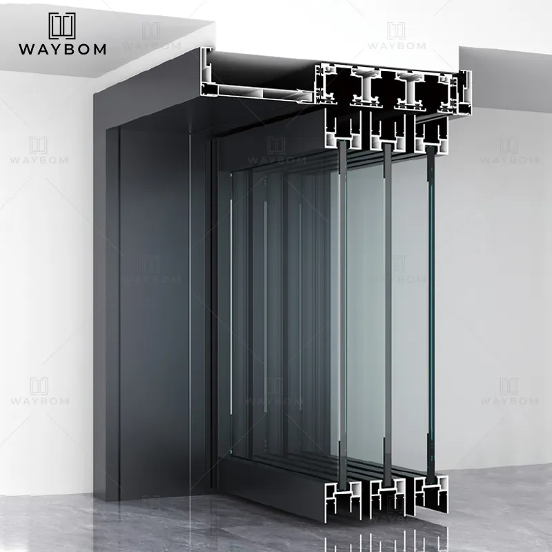 Waybom Doppel deckens chienen Schallschutz Innentüren für Häuser moderne Innen glastür Aluminium Extrusion metall