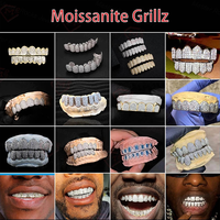 Mode Fine Jewelry Hip Hop Grills Diamond Grillz Pour Dents Personnalisé Glacé D Couleur VVS Moissanite Grillz avec Grande Pierre Centrale