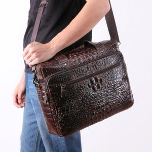 Sacoche Homme en Cuir Vachette Première Couche Effet Croco, Sac d'Affaires Décontracté pour Ordinateur Portable 14 Pouces - Product Image 2
