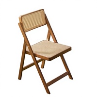 Chaise de salle à manger pliante en rotin massif de style minimaliste avec dossier et pieds en bambou, design moderne, utilisation intérieure/extérieure pour l'ameublement de la maison