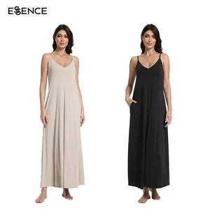 Simplicity Solid Loungewear Custom Bamboo Cozy Pajamas Night Dress for Women Camis Nightgown Women's Sleepwear