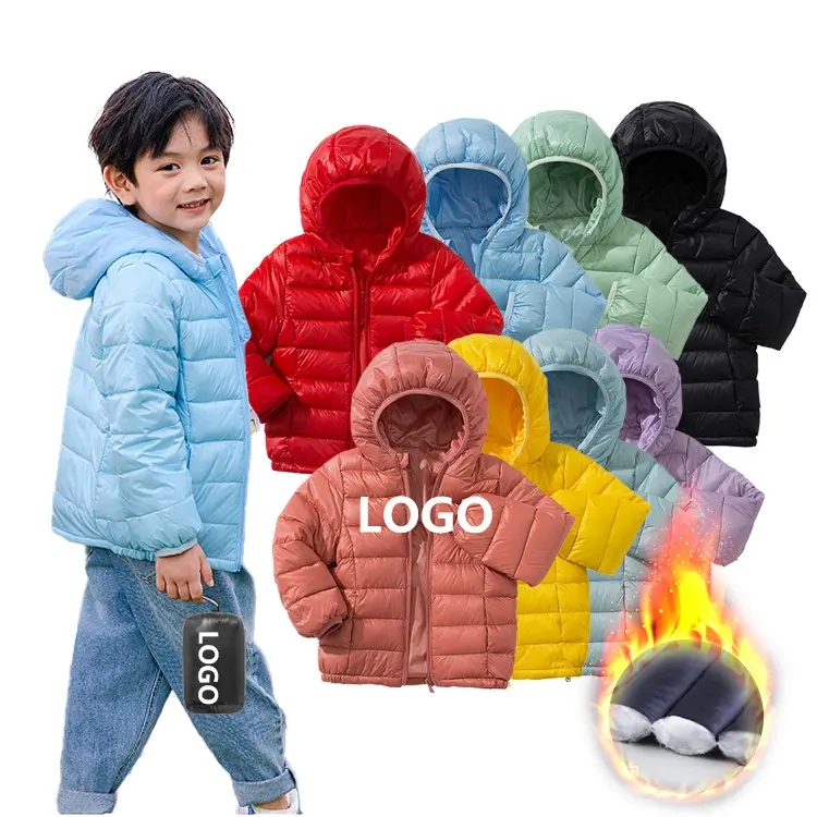 Wholesale Custom Kids Winter puffer Fur Jacket Candy Color Children's Lightweight Boys Girls Down Jacket Kids Puffer jacket