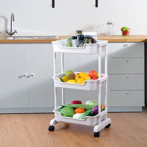 Il Servizio DELL'OEM 3 Tier Cucina Casa Verdura Spa della Filovia di Plastica di Rotolamento Carrello di Stoccaggio Bagno - Product Image 1