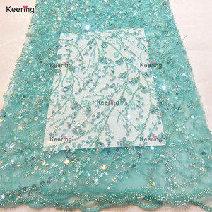 Sang Trọng Thêu Đính Cườm Vải Lưới Tùy Chỉnh Giá Bán Buôn Bạc Đính Cườm Pháp Vải Tuyn Ren Vải Cho Đám Cưới Buổi Tối Ăn Mặc - Product Image 4