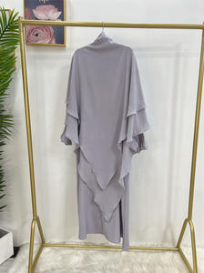 Zifeng OEM <span class=keywords><strong>Nina</strong></span> Ropa Islamica Eid élégant plaine dubaï turc couleur unie hijab robe ouverte ensemble de deux pièces - Product Image 5
