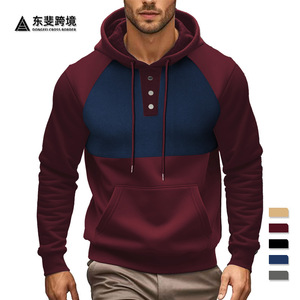 Sweat-shirt à capuche pour homme Xiyin, gris bleu, manches raglan, boutons sur le devant, sport, décontracté, respirant, taille M, avec étiquette - Product Image 3
