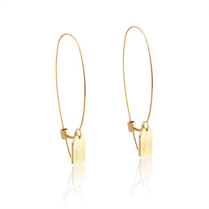 Elegantes <span class=keywords><strong>pendientes</strong></span> de aro de acero inoxidable chapados en <span class=keywords><strong>oro</strong></span> con patrón de <span class=keywords><strong>diamantes</strong></span> geométricos de moda letras inglesas joyería de moda de viajero - Product Image 2