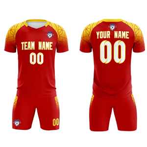 定制红色经典足球训练套装成人/儿童用球衣 - Product Image 2