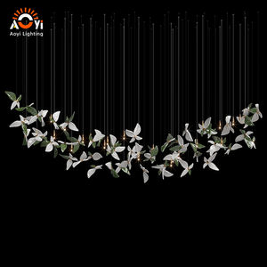 Lustre LED Papillon en Cristal <span class=keywords><strong>de</strong></span> Luxe - Suspension Moderne Flottante pour Escalier et Atrium <span class=keywords><strong>de</strong></span> Villa - Product Image 2