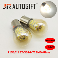 Bombilla LED Automotriz, Lámpara Indicadora BA15S BA15D BAY15D, LED Blanco Cálido 4300K 12V-24V S25 1156 1157 3014 72SMD, Luz de Señalización LED