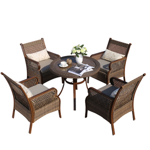 Juegos de muebles de jardín para <span class=keywords><strong>patio</strong></span> al aire libre, mesa de silla de comedor de ratán, 4 asientos, <span class=keywords><strong>juego</strong></span> de jardín de mimbre 5 - Product Image 2