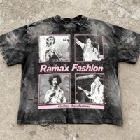 T-shirt graphique vintage délavé en coton, coupe ample, effet usé, épaules tombantes, style streetwear personnalisé pour fabricants de vêtements