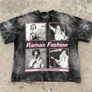 Camiseta Gráfica Vintage Lavada de Algodón con Hombros Caídos y Efecto Desgastado para Fabricantes de Ropa, Estilo Urbano Personalizado - Product Image 2