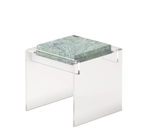 Table basse convertible moderne en marbre vert naturel d'Italie et acrylique haut de gamme