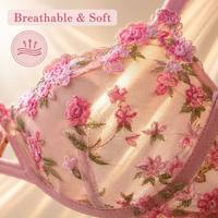 Conjunto de lencería gótica floral bordada de talle bajo con encaje, sujetador push-up de ganchillo con aros y tirantes ajustables para adultos