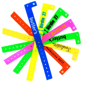 Assorted Neon Plastic/Vinyl Wristband,One Time Use Wrist band for Club