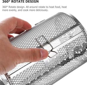 Cesta de asado giratoria de acero inoxidable para vegetales, cacahuetes y granos de café, ideal para barbacoa - ¡Gran oferta! - Product Image 2