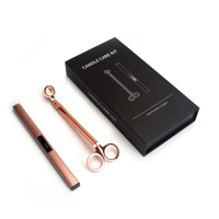 Private Label Rechargeable Electric Lighter Candle Care Kit Rose Gold Wick Trimmer Packaging Box for Studio / Workshop