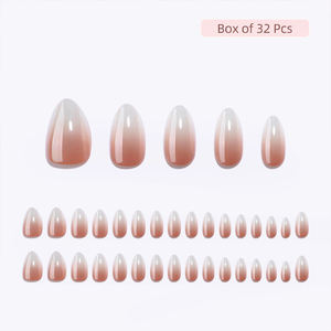 Luxo Curto Amêndoa Artesanal Unhas Artificiais Atacado Brown Gradiente Soft Gel Chrome Queda Imprensa em Unhas En Gros - Product Image 4