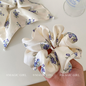 Offre Spéciale blanc <span class=keywords><strong>fleur</strong></span> moyen chouchous à la mode gracieux personnalisé en gros en Stock cheveux cravates accessoires pour femmes usage quotidien - Product Image 2