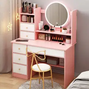 Hot Hidden Storage Cabinets Open Shelves Dresser With Removable Mirrors Dressing Table With Mirror Makeup Vanities