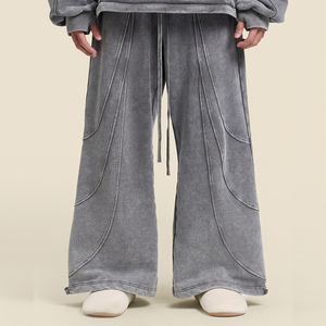 Streetwear Custom <strong>Men's</strong> Patchwork French Terry Cotton Oversized Vintage Wash Baggy Jogger Sweatpants For <strong>Men</strong> - Product Image 1