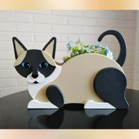 Pot & Planter Bunga Bentuk Kucing Warna Oranye untuk Seni & Kerajinan Taman, Dekorasi Papan PVC, Produk DIY