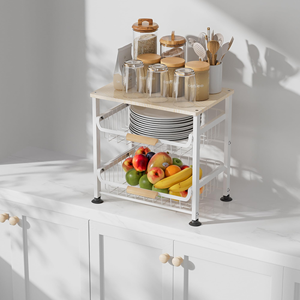 Organisateur de Comptoir Coulissant à 2 Niveaux pour Cosmétiques et Épices, Panier de Rangement OEM pour Bureau et Maison - Product Image 2