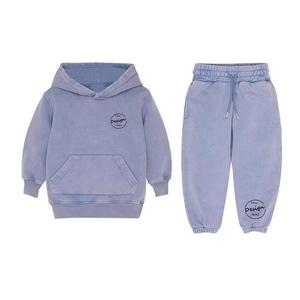Ropa de calle de alta calidad, conjunto de Jogger con capucha Vintage a la moda, conjunto de dos piezas para niños de Color lavado con ácido, ropa, chándal para niños - Product Image 3